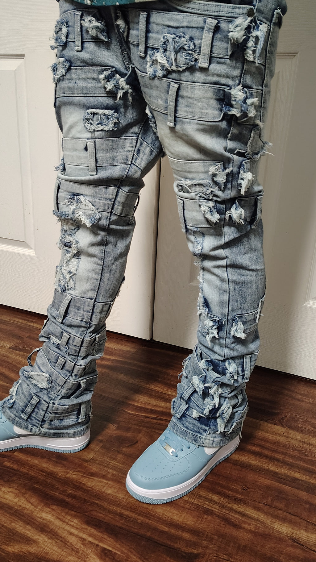 Stacked fitted jeans