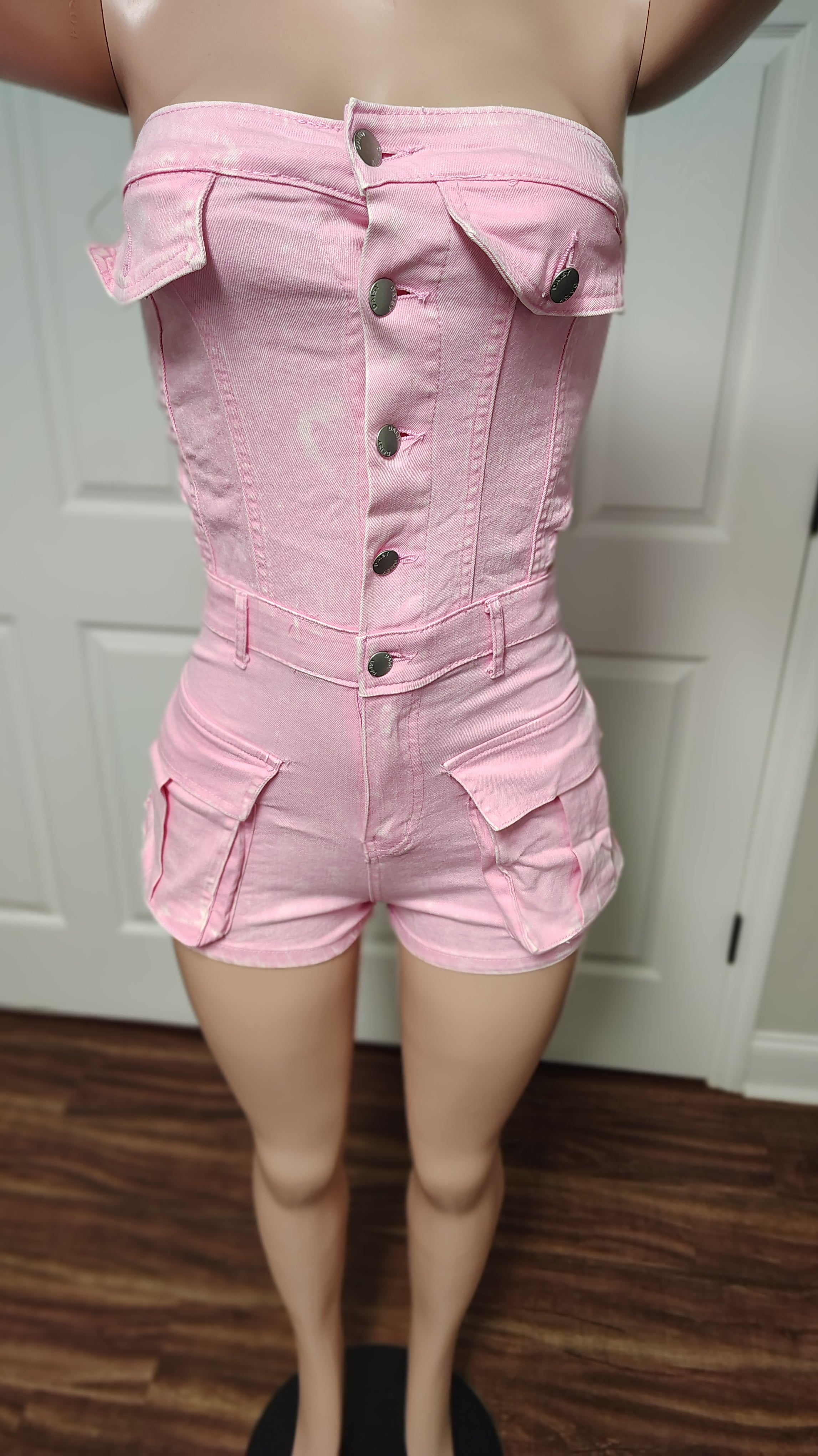 Women's Stonewash jean Romper