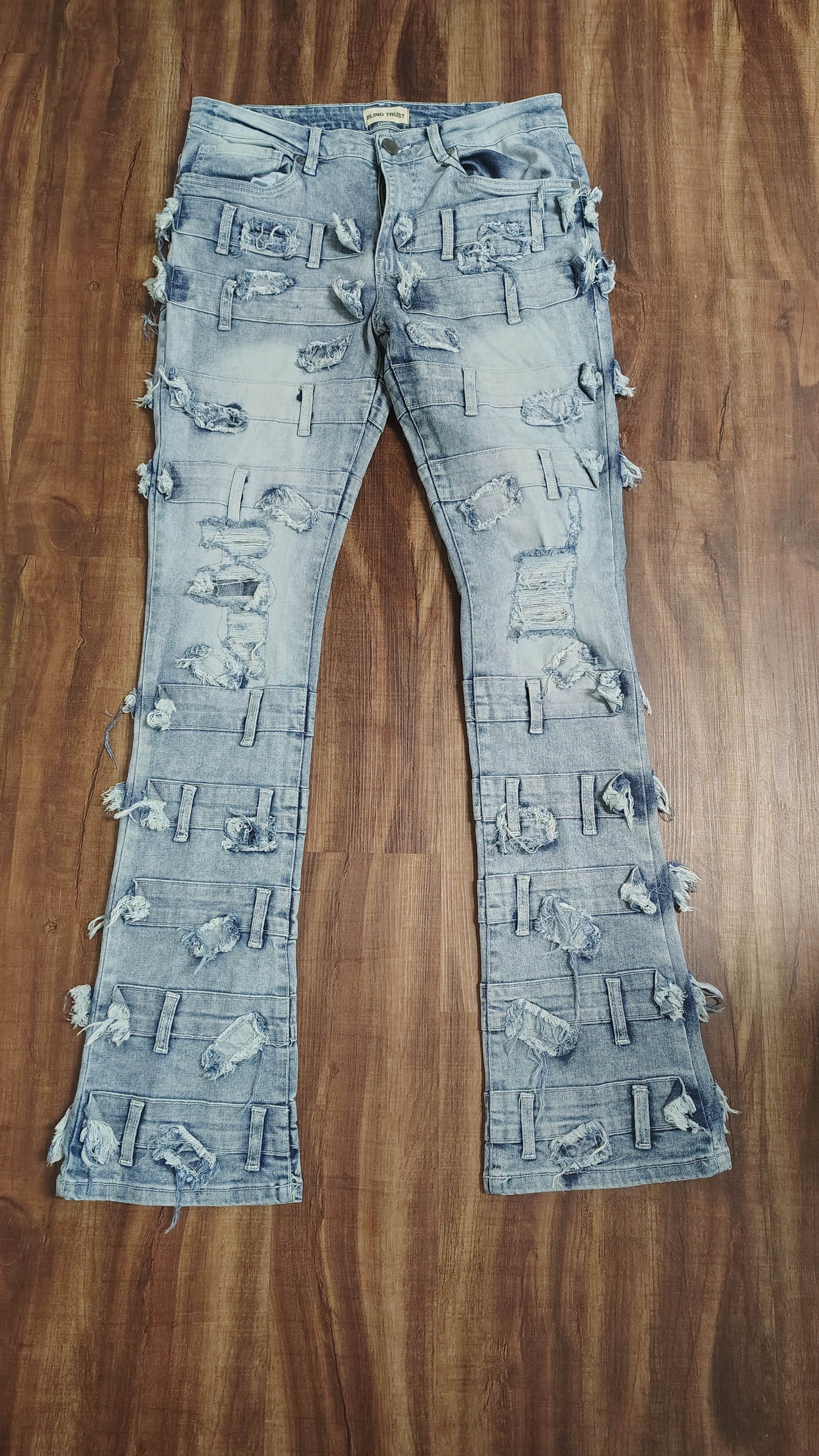 Stacked fitted jeans