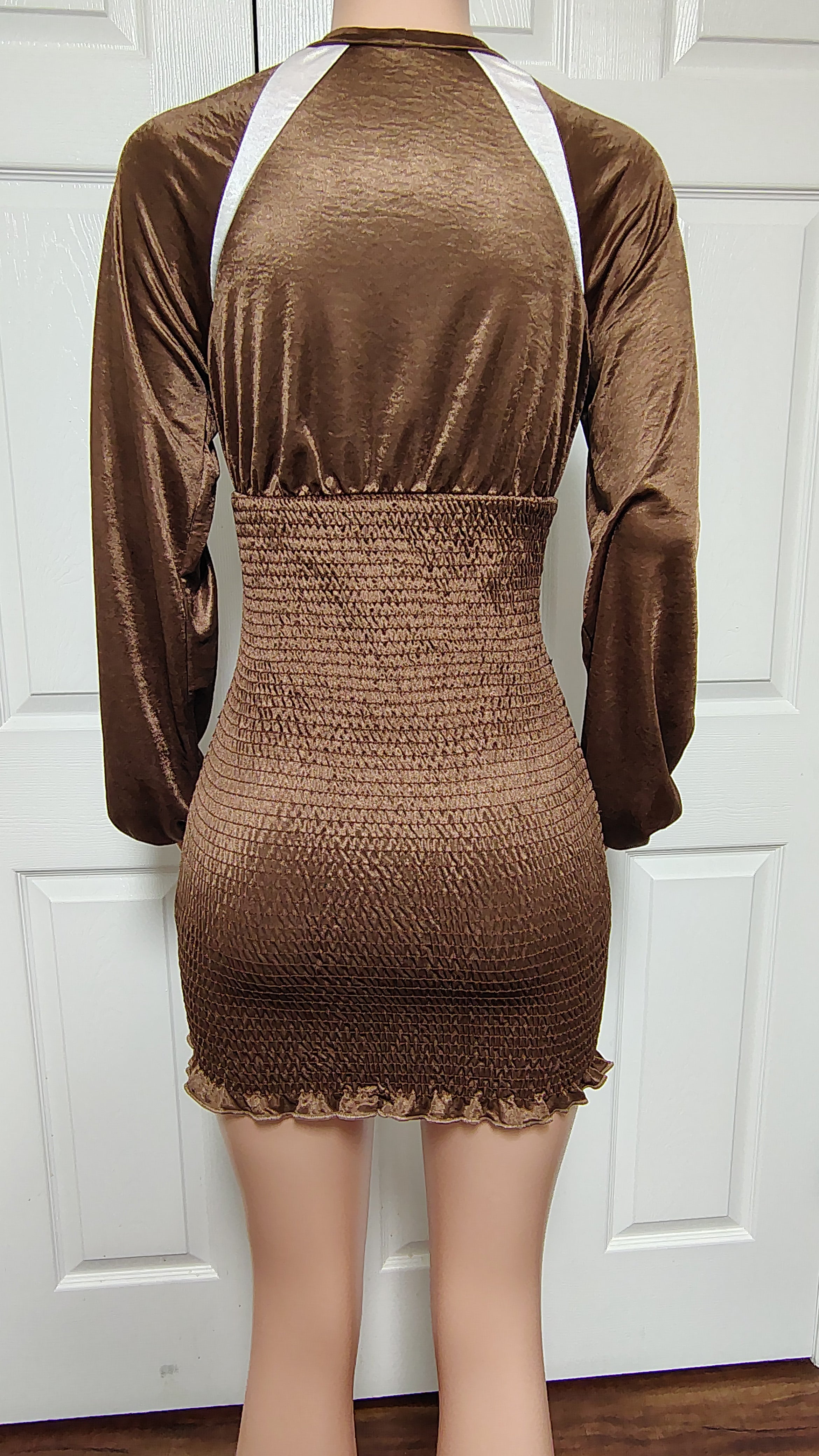 Satin ruffled body dress