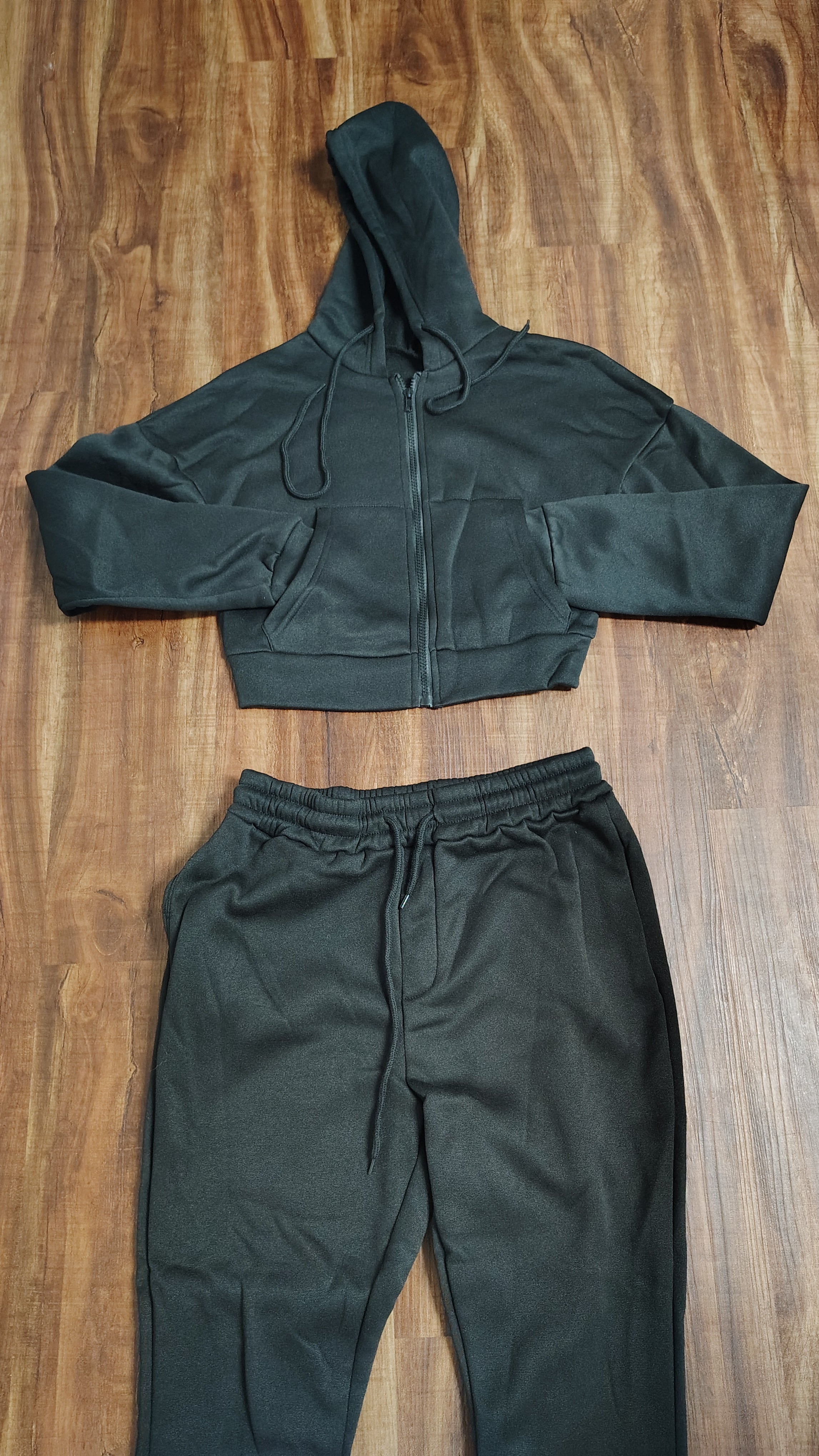 Women Half hoodie stacked joggers set