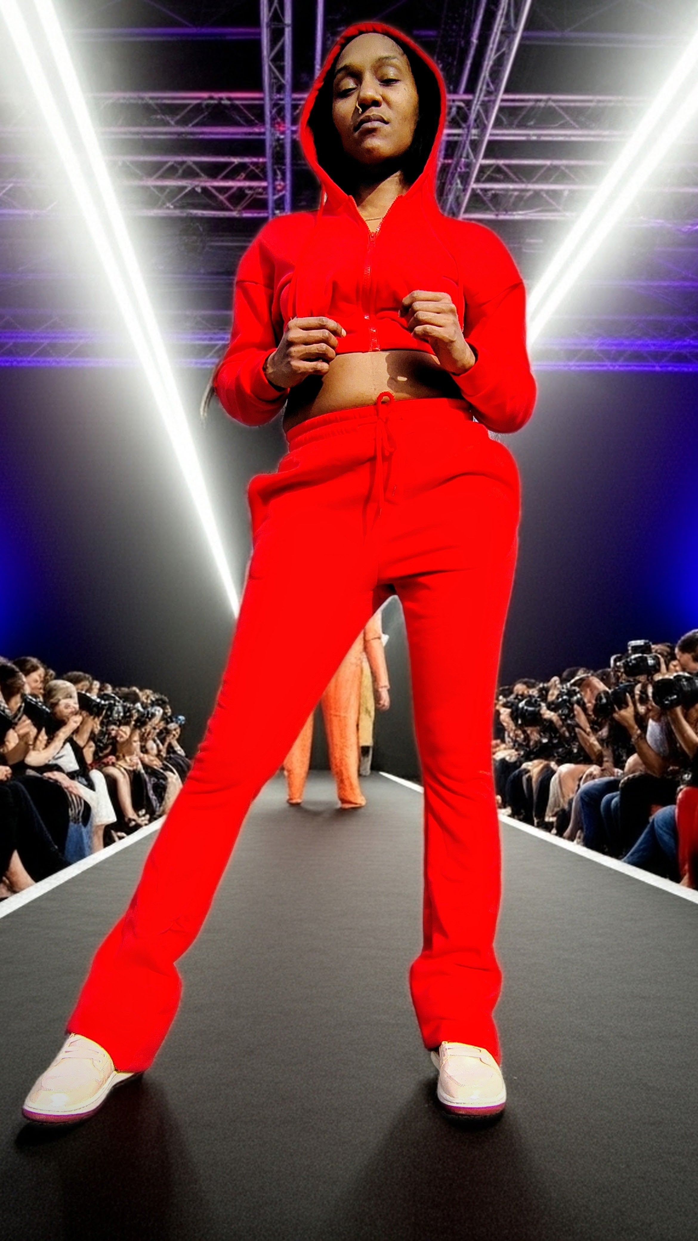 Women Half hoodie stacked jogger set