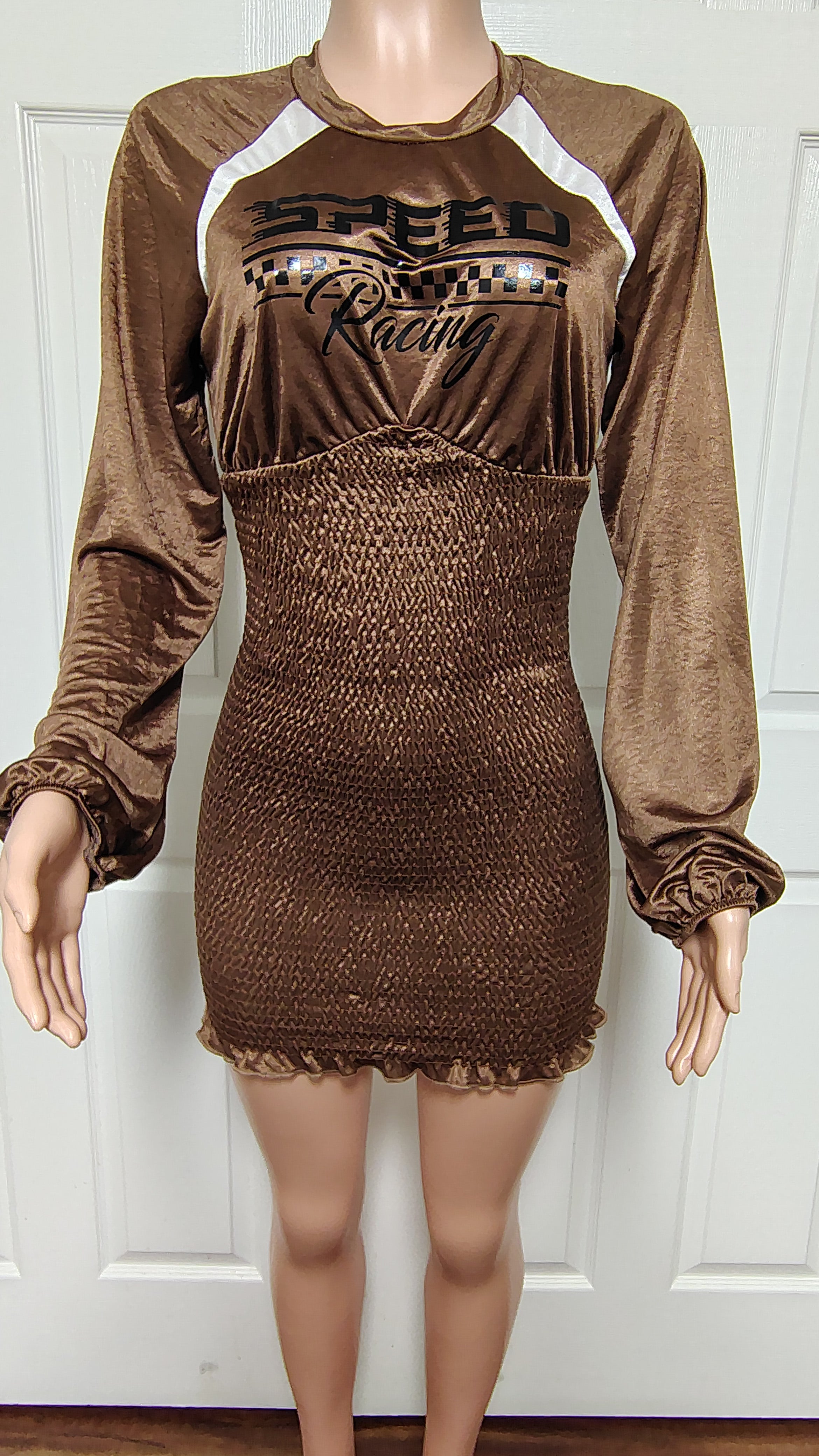 Satin ruffled body dress