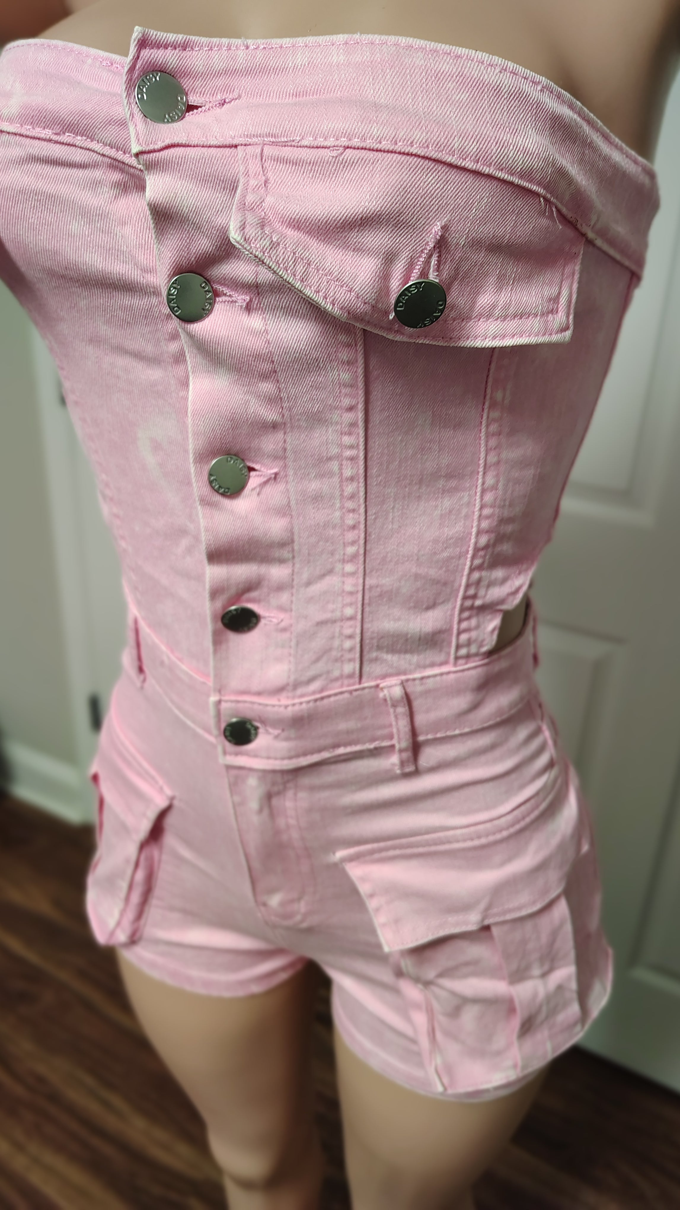 Women's Stonewash jean Romper