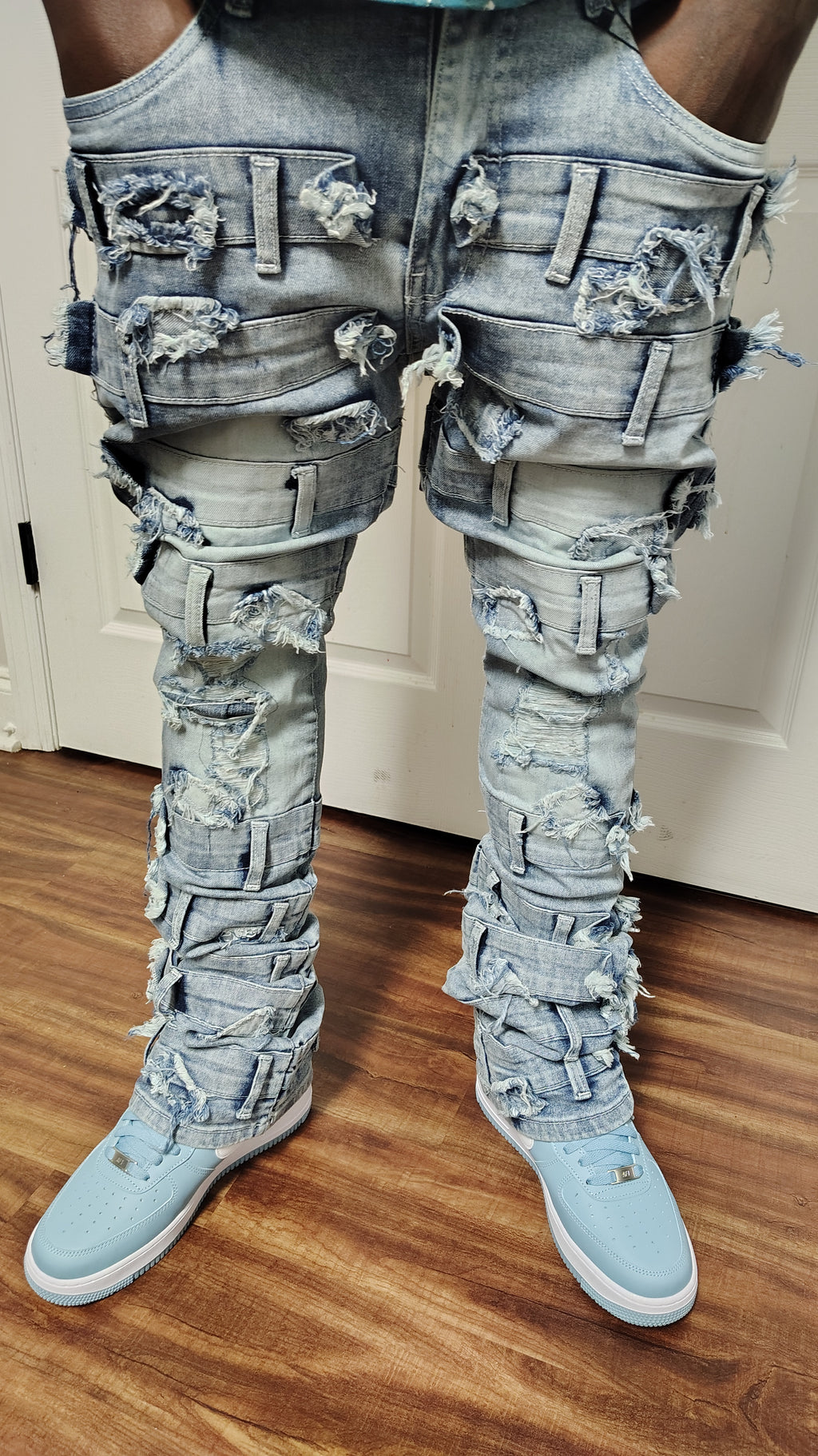 Stacked fitted jeans